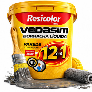 Manta Líquida Emborrachada Impermeabilizante 3,6kg Resicolor Antimofo, Sem Cheiro 12 Em 1
