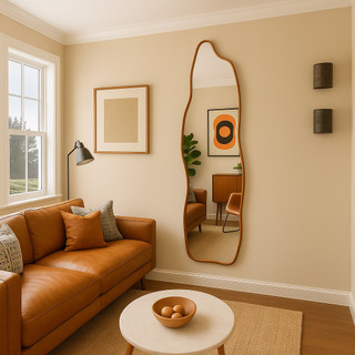 Espelho Orgânico Decorativo Grande Corpo Inteiro Fogo 110x50cm Sala Quarto Banheiro Hall