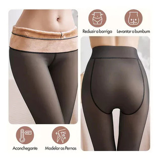 1/2/3/4 Pcs Meia-Calça Térmica Forrada Peluciada Translúcida De Lã Quente Feminina Para Inverno