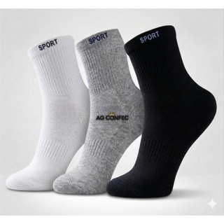 Kit 24 Pares Meia Cano Alto Longo Meias Unissex Canelada Preto Branco Cinza Misturada Mesclada