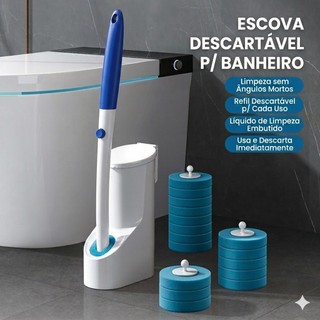 Conjunto de escova sanitária descartável + 8 esponjas de limpeza profunda de substituição