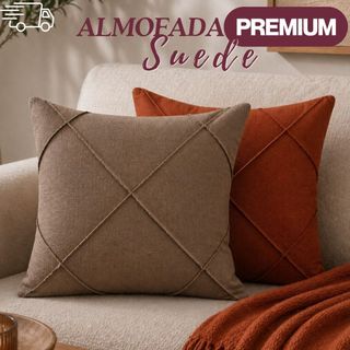 Kit Par de Capas para Almofada Decorativas 02 Unidades Suede Drapeada