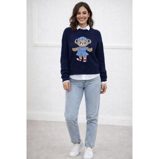 Blusa Feminina Tricot Urso Suéter Bear Ursinho Mousse Polo Inverno Frio Moda Tendência