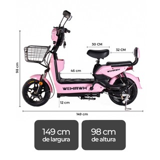 Bicicleta Elétrica 800W Basket Wehawk WX-03 Bateria de Chumbo 12V Autopropelido