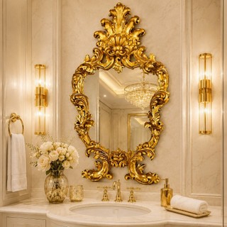Espelho Europeu Gigante Decorativo de Parede Estilo Provençal com Conchas