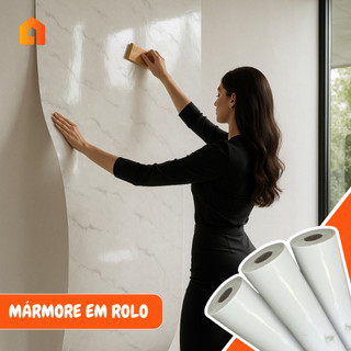 Placa Adesiva em Rolo Autocolante 3d Mármore Lavável Impermeável Revestimento Parede