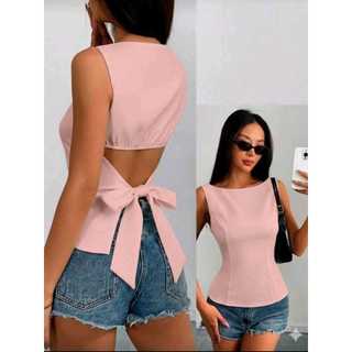 Blusa feminina peplum com abertura nas costas verão casual,tendencia 2026