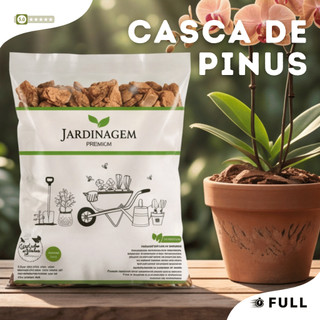 Casca de Pinus Premium Decoração de Jardins, Cobertura de Solo, Vaso de Flor e Paisagismo 5L 10L 25L