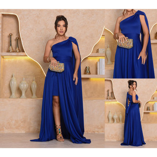 Vestido Feminino Longo com Capa Festa Casamento Madrinhas Formatura Plus Size