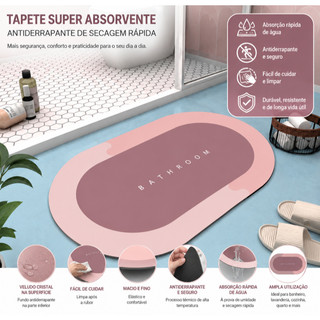Tapete Super Absorvente Antiderrapante de Secagem Rápida
