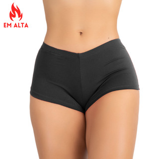 Kit 5 Calcinhas Boxer short curto em Microfibra Conforto Plus Size Com forro em algodão