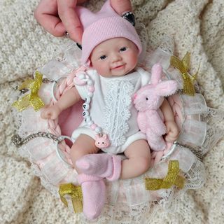 Bebê Reborn 20cm 100% Silicone Solido Realista Menina Olho AZUL Muito  Macio Melhor Qualidade