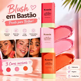 Koasis Blush Ready To Glow Textura Hidratante Cremosa Fácil Aplicação A Prova D'Água e Suor