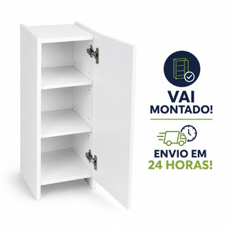 Armário Multiuso Estreito 65x25cm MDF Organizador Banheiro Lavanderia Compacto Vai Montado 100% MDF
