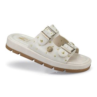 Sandália Rasteira Papete Flatform Spike Ilhós Fivela 052-040