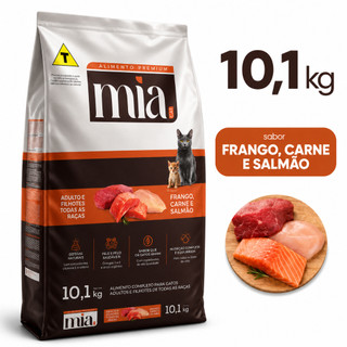 Ração Gato MiaCat 10,1kg Todas As Raças Filhote e Adulto 27g Proteína Sem Corante