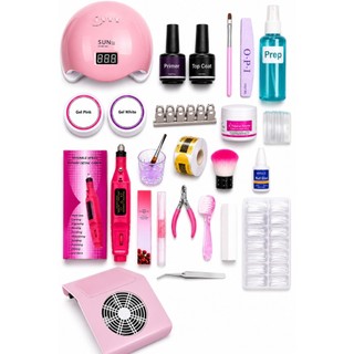 Kit Alongamento de Unha em Gel Completo Cabine Sun Lixadeira Elétrica Luminária - Envio Imediato