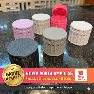 Organizador de Ampolas Estojo Porta 4un reforçado Vacinas Injeções encaixe perfeito +4 Tampas Grátis