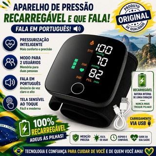 Monitor De Pressão Arterial De Pulso Recarregável Alta