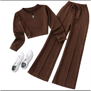 Conjunto  Femenino Elegante  Casual  Moletinho  de manga  longa Perfeito para  Frio