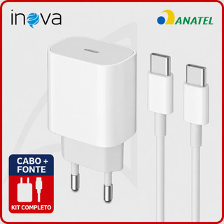 Fonte Carregador Turbo 20W + Cabo Carregador Rápido Tipo C USB-C Original Inova