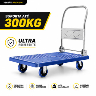 Carrinho De Carga Plataforma Dobrável Capacidade 300kg Aço