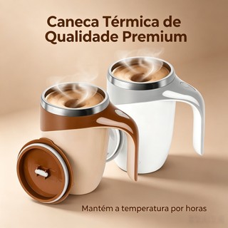 Caneca Elétrica Misturadora Automática 380ml - Bateria Recarregável Copo Inox para Café Chocolate, Milkshake e Proteínas
