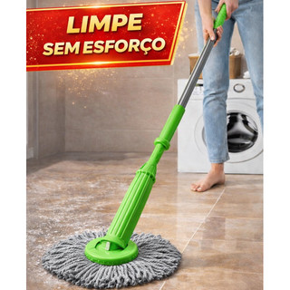 Mop Giratório Portátil 2 em 1 Esfregão Limpeza Fácil Piso Seca Rápido