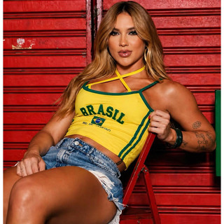 Cropped Feminino Virgínia Brasil Copa 2026 verão Blusinha Ótima Qualidade Regata Alcinha