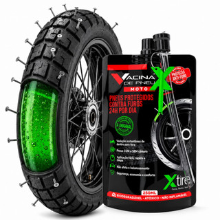 Vacina de pneu moto Xtire Selante antifuro Uso Preventivo P/ Pneus com Câmara de ar e Sem Camara