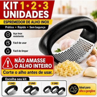 1 A 3 Unidades Espremedores de Alho Manual Inox Amassador
