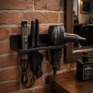 Suporte Organizador de Parede para Secador de Cabelo e Modeladores | Porta Secador com Divisórias