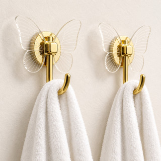 Kit Gancho Decorativo Borboleta Acrílico 2 Peças Autocolante Dourado Rose gold Prata