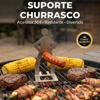 Suporte Linguiça Para Churrasco Inox Porta Salsicha Homem Grelha Churrasqueira Acessório Inox