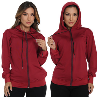 Blusa de Frio Feminina Moleton Inverno Quentinho  Confortável Ziper Capuz