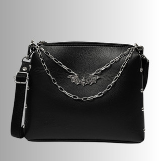 Bolsa Tiracolo Morcego Gótica Dark Preta Feminina