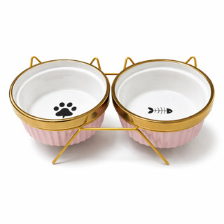 Comedouro  Bebedouro duplo elevado ceramica Caes Gatos Pets persa