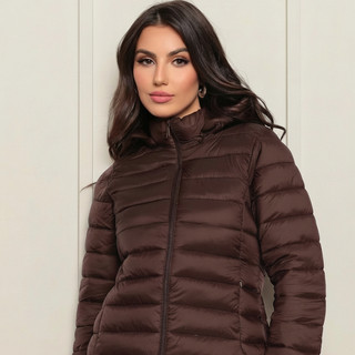 Jaqueta Feminina Puffer Gominho Bobojaco Moda Inverno Com Capuz Removível