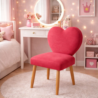 Cadeira Love Encosto Coração Decorativa Moderna para Quarto Penteadeira