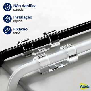 Vittak Clips Organizador de Cabos e Fios Adesivo Fixador de Parede Passa Fio Sem Furos - Kits 20, 40 e 60 Unidades