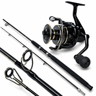 KIT DE PESCA PESADA MOLINETE 6000 15 ROLAMENTOS VARA MACIÇA 1.80M 40LB - 2 PARTES PEIXES ATE 30KG