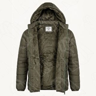 Jaqueta Puffer Masculina Bobojaco Forrada Com Pelinho Premium Inverno Frio Intenso Com Capuz Removível