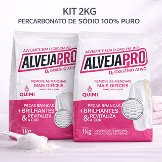 2kg Percarbonato de sódio 100% Puro - Tira Manchas de roupas brancas e coloridas - AlvejaPro