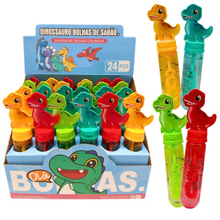 Kit 24 Bolinha de Sabão Dinossauros Brinquedo Bolha de Sabão Lembrancinha Aniversario Prenda Atacado