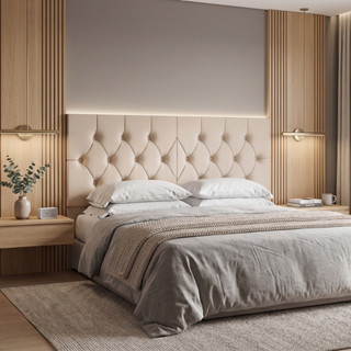 Cabeceira de Cama Quarto Casal 140cm Capitonê Dormitório Suporte Fixação Na Parede