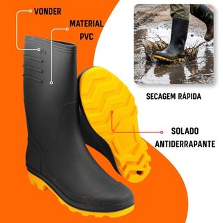 Bota De Pvc Forrada Borracha Impermeável Motoboy Chuva Moto