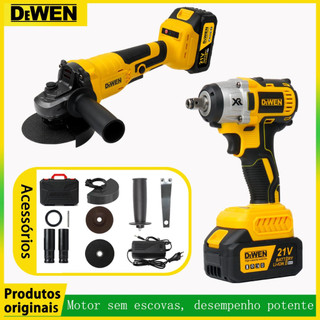 Esmerilhadeira Lixadeira Angular 21v + Chave De Impacto Profissional A Bateria ,DEWEN TOOLS