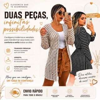 Cardigã Kimono Feminino Tricô Casaco Atemporal Elegante Manga Longa Versátil Meia Estação