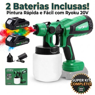 Pistola De Pintura Sem Fio 20V Profissional Pulverizador De Tinta Com 2 Baterias 1000ml 800W