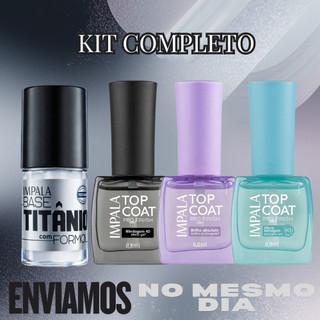 coleção Impala Base Titânio + Top Coat Pro Finish Blindagem 4D Brilho Secagem Rápida Original OU VARIAÇÕES DISPONÍVEIS